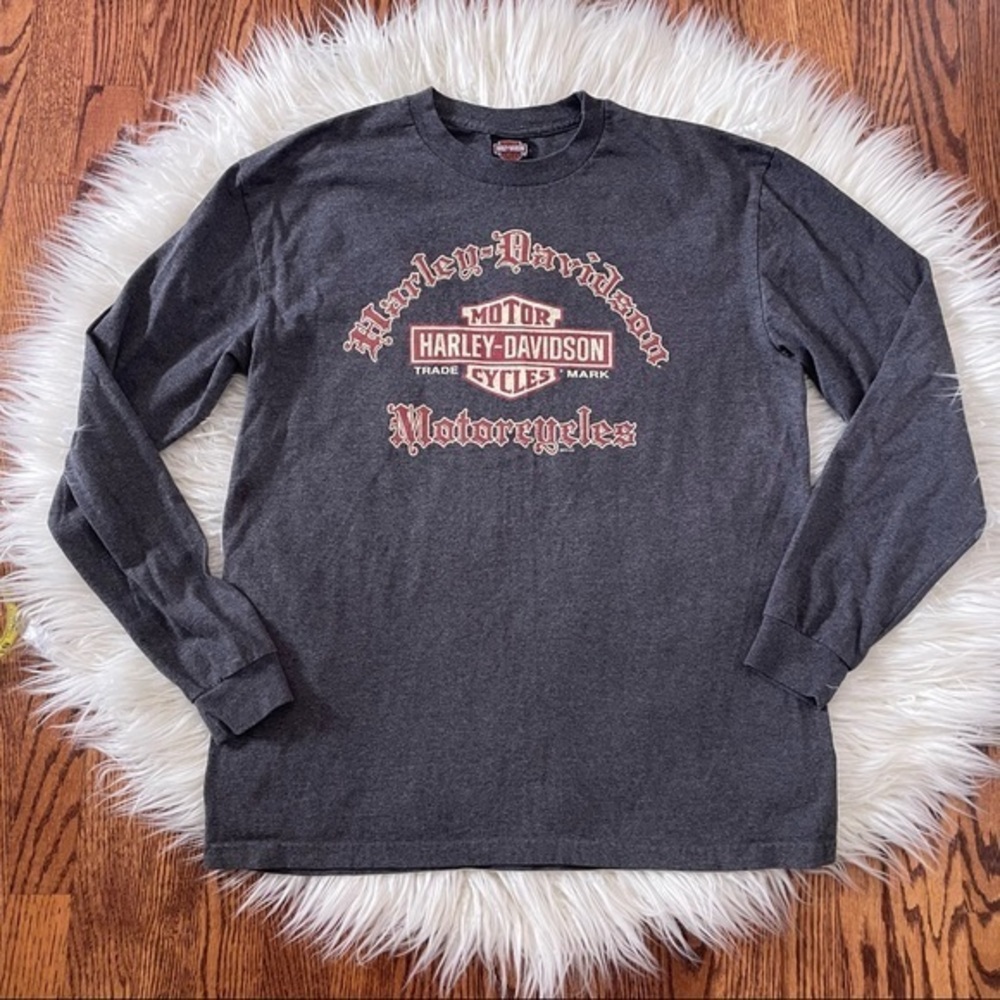 Harley-Davidson gray long sleeve logo t-shirt‎ mens Large Iron Valley PA